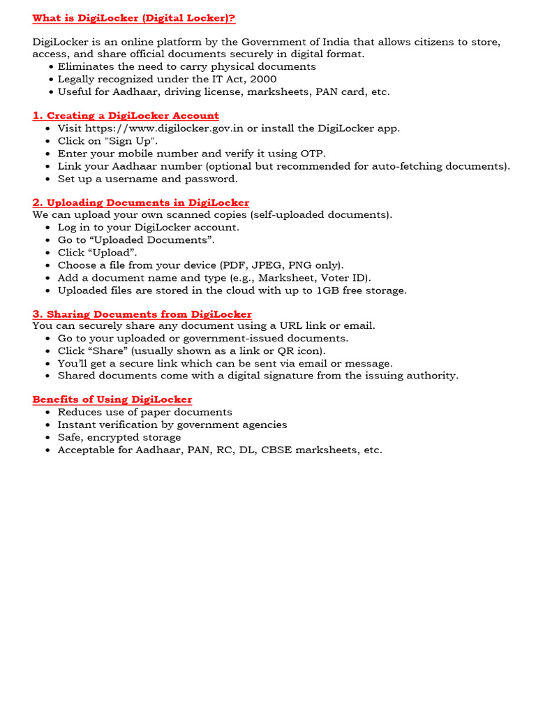 Understanding DigiLocker: Features & Benefits | PDF