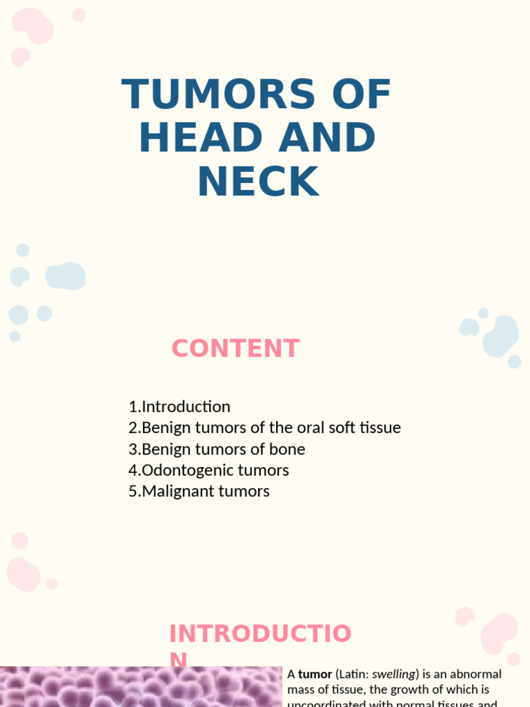 Tumors of Head and Neck DR. MANJULA | PDF | Diseases And Disorders ...