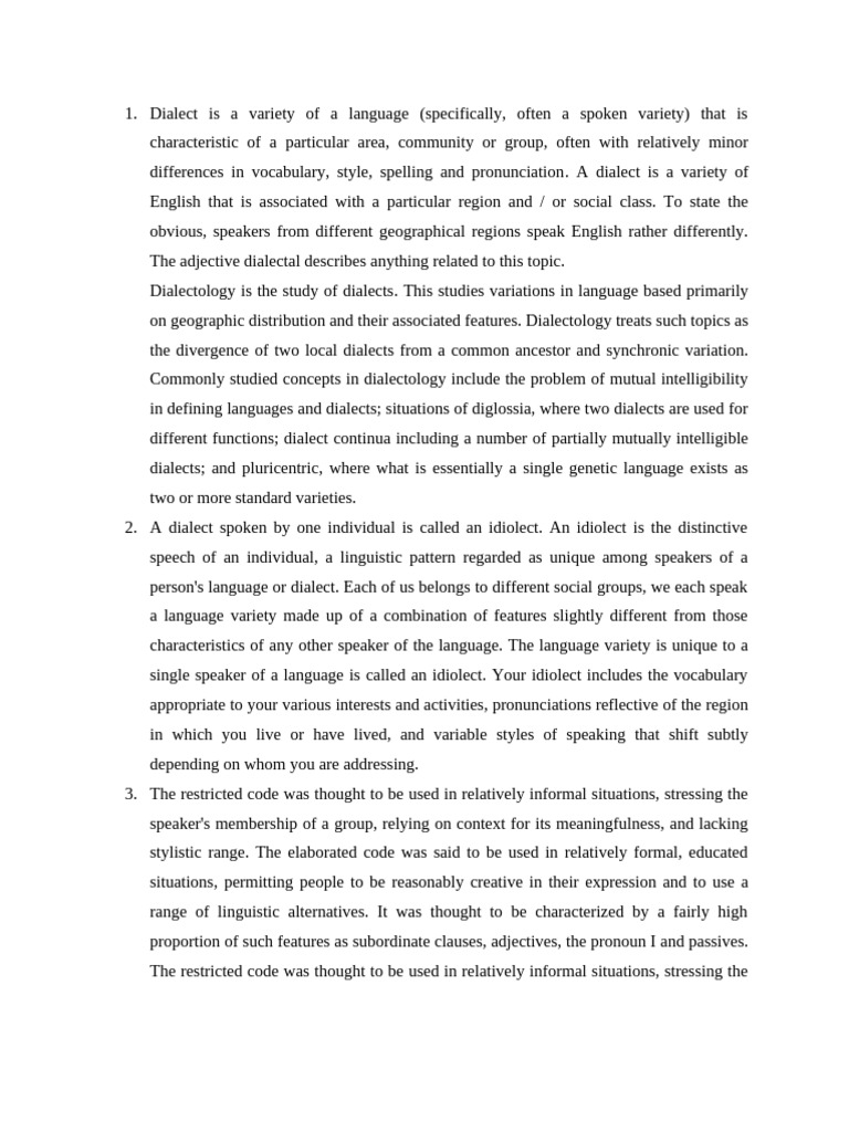 Dialect is a Variety of a Language | PDF | Dialect | Dialectology