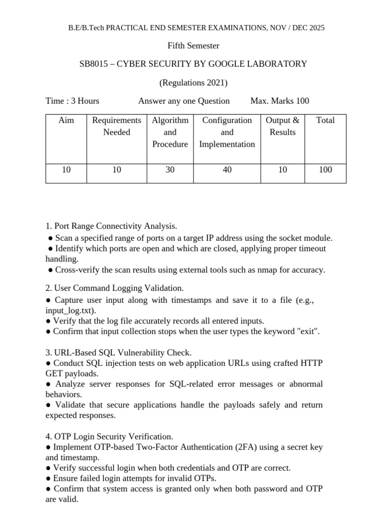 Cyber Security Practical Exam Guide | PDF