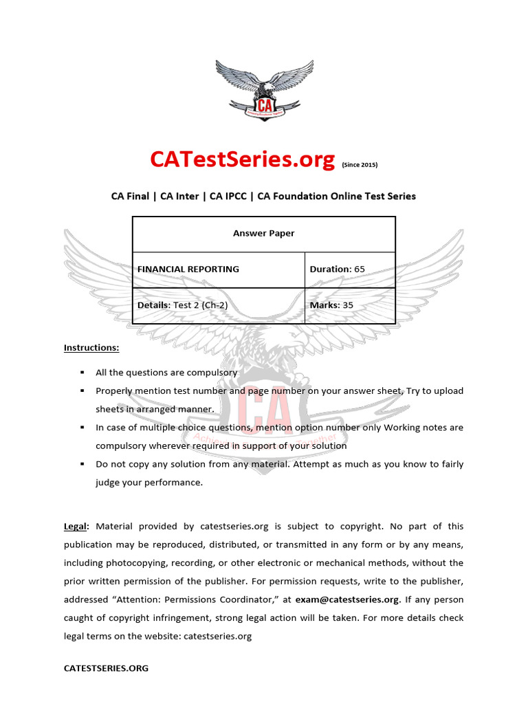 Financial Reporting Test Series Guide | PDF | Expense | Balance Sheet