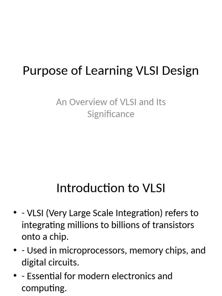 Importance of Learning VLSI Design | PDF