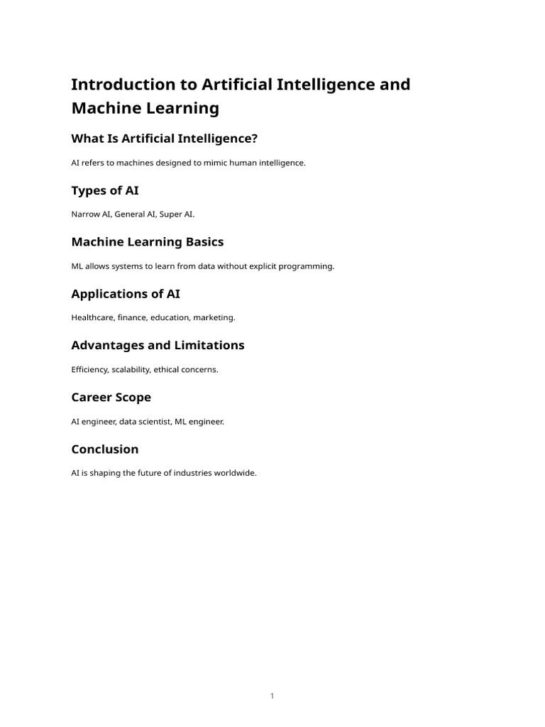 AI and Machine Learning Overview | PDF