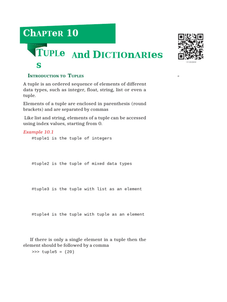 Understanding Tuples and Dictionaries | PDF | Bracket | Computing