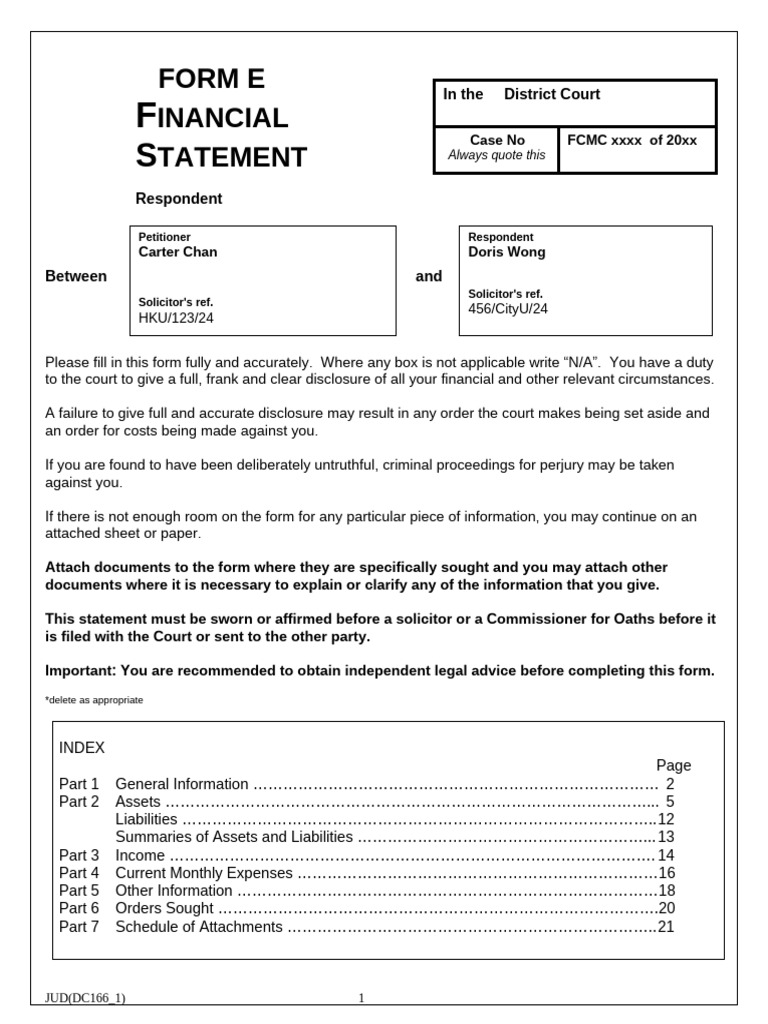 Financial Statement Form E Guide | PDF | Pension | Mortgages