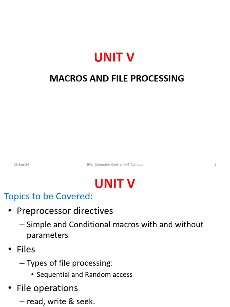 C Macros and File Processing Guide | PDF | Computer Programming ...