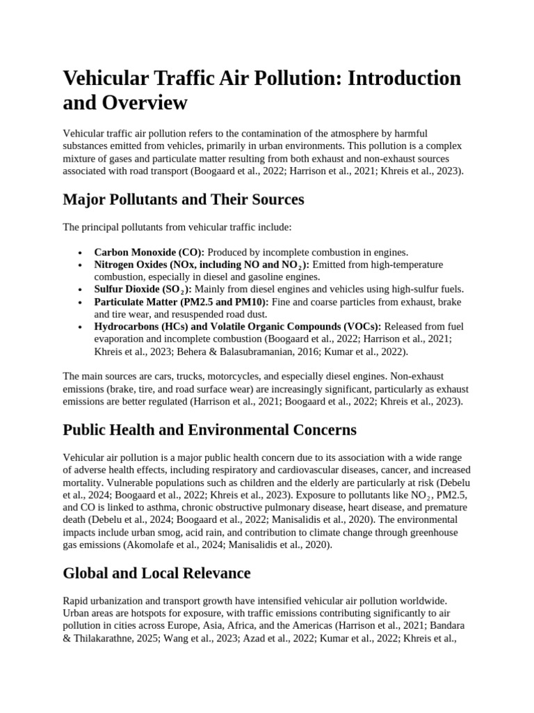 Vehicular Traffic Air Pollution | PDF | Air Pollution | N Ox