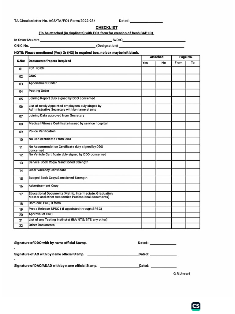 Check List | PDF