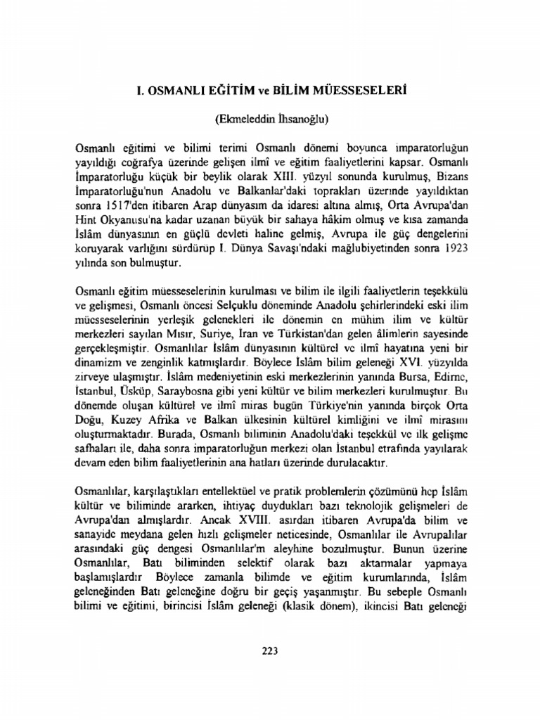 Osmanli Egitim Ve Bilim Muesseseleri | PDF