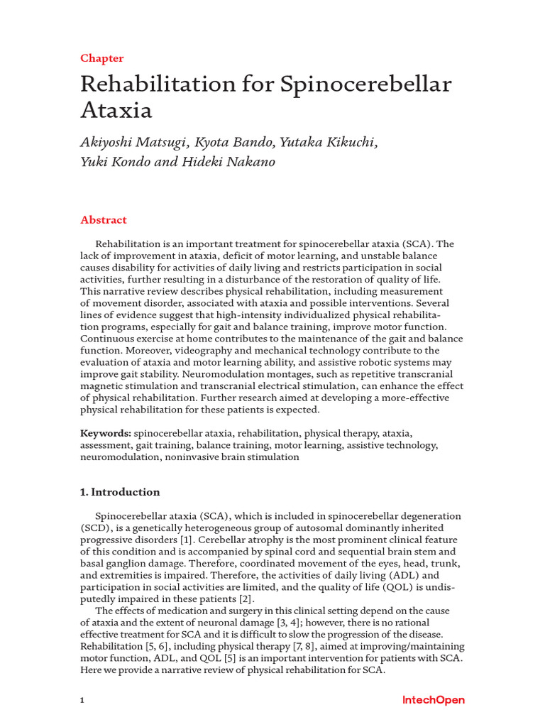 Rehabilitation Strategies for Spinocerebellar Ataxia | PDF | Cerebellum ...