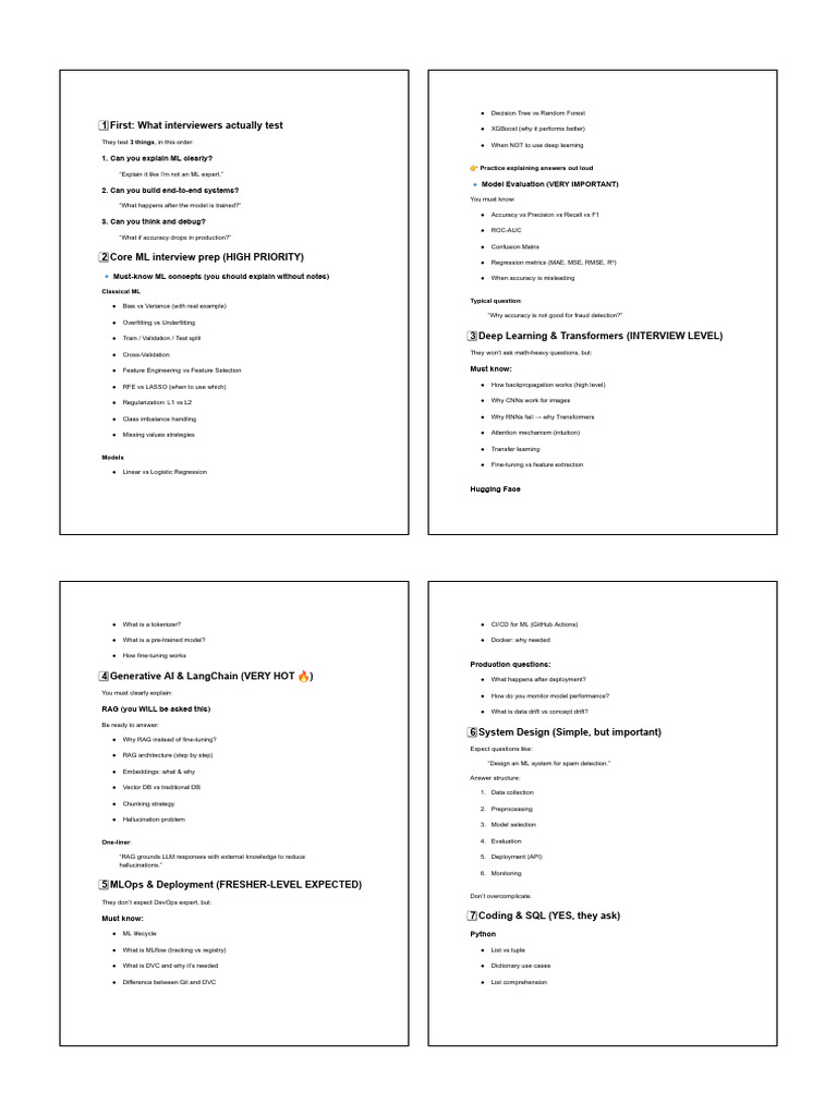 Essential ML Interview Prep Guide | PDF | Cognitive Science | Software ...