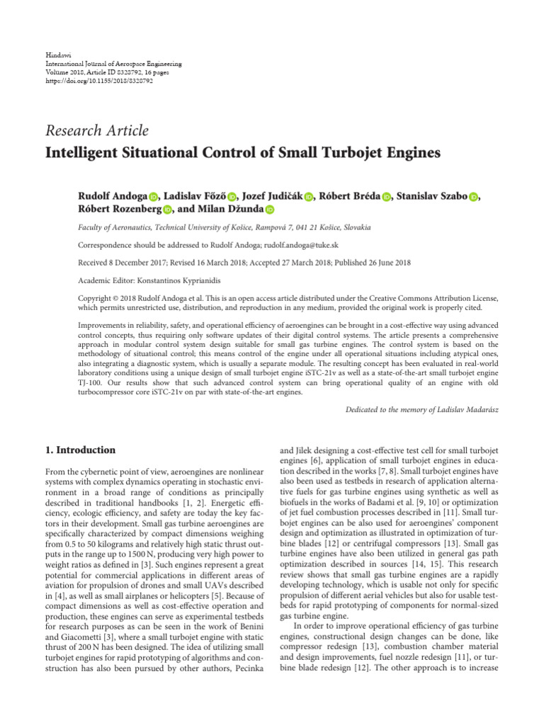 Intelligent Control for Turbojet Engines | PDF | Gas Turbine | Engines