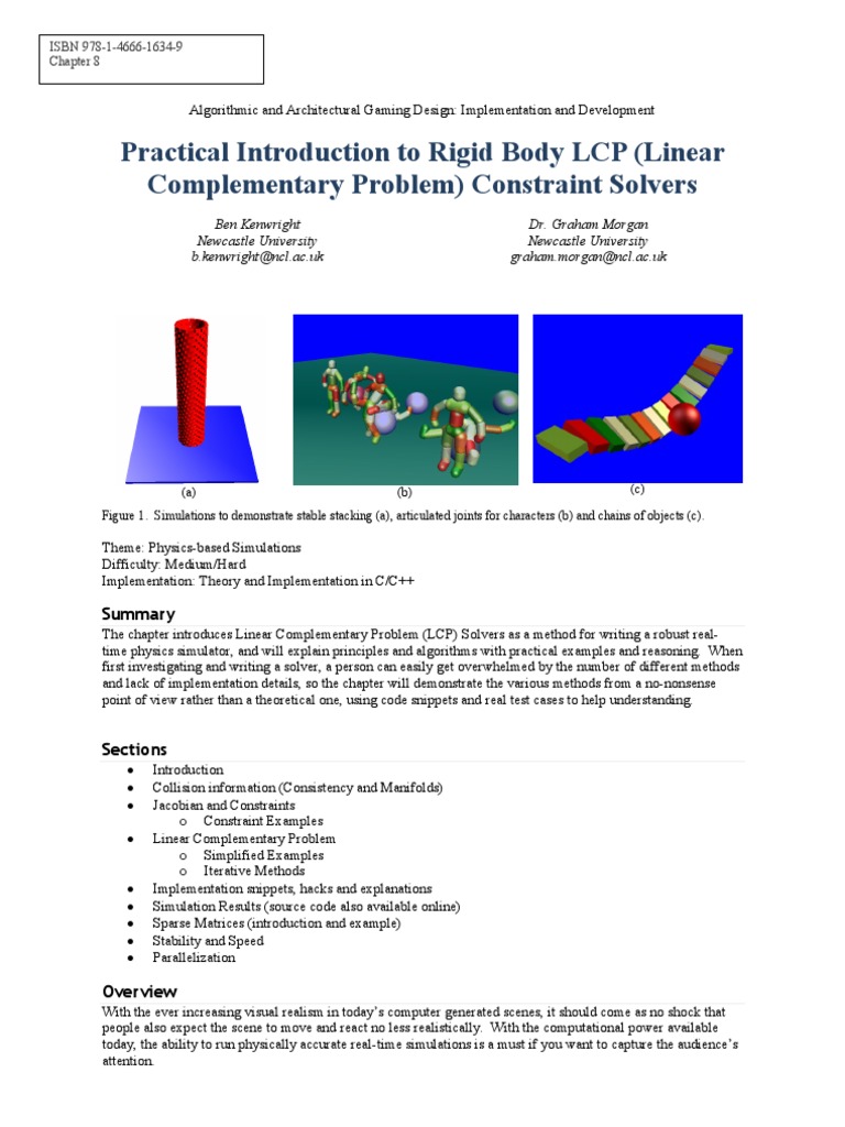 LCP Solvers for Rigid Body Simulations | PDF | Simulation ...