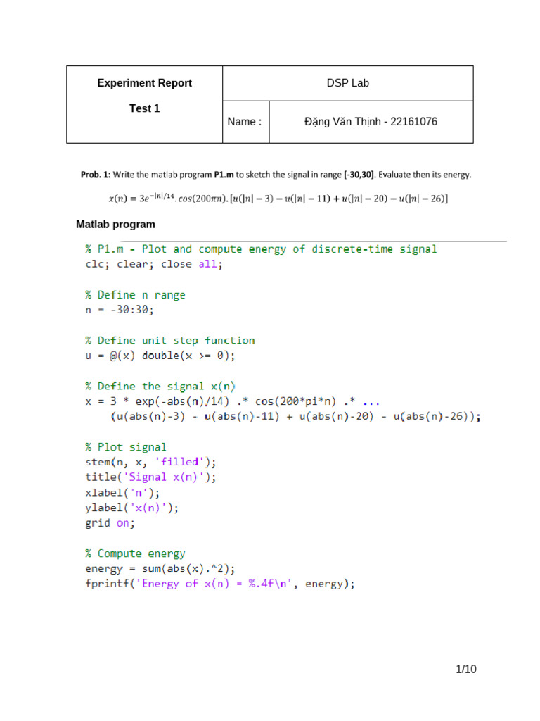 DSP Experiment: Signal Sampling Analysis | PDF