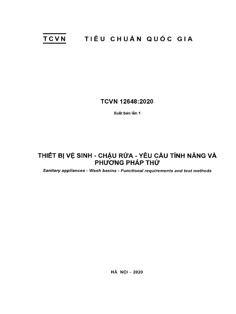 TCVN 12648-2020 Thiết Bị Vệ Sinh - Chậu Rửa | PDF