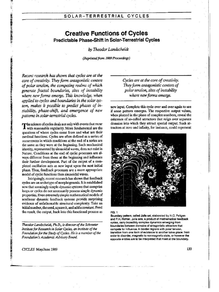 Landscheidt, T 1989 Predictible Phase Shift in Solar Terrestrial | PDF