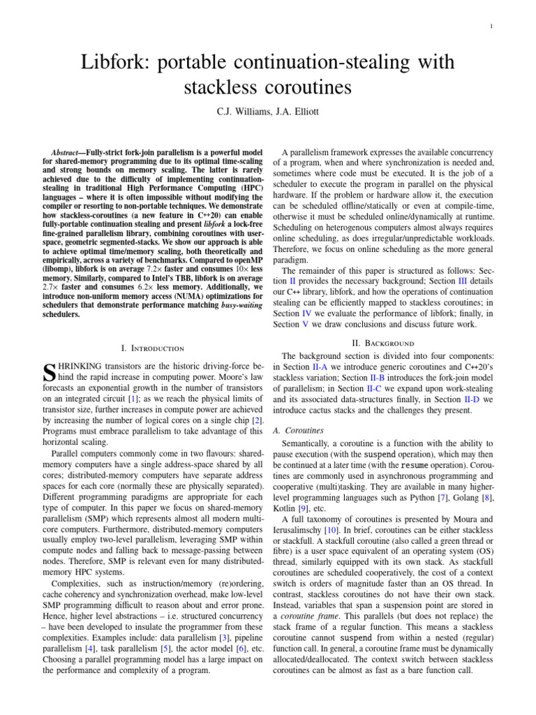 Libfork: Fast Stackless Coroutines Library | PDF | Parallel Computing ...