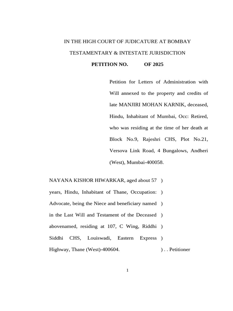 Petition for Letters of Administration | PDF | Social Stratification ...