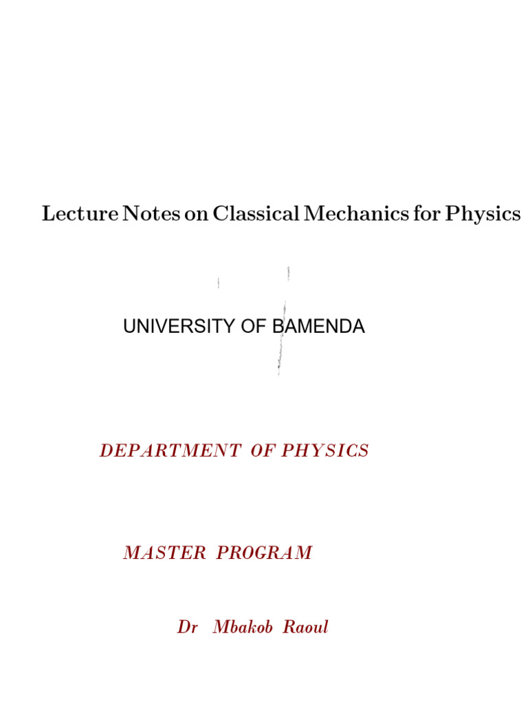 Classical Mechanics Lecture Notes | PDF | Force | Torque
