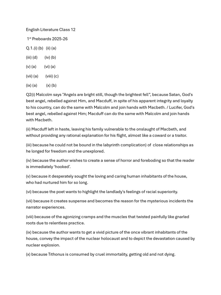 Class 12 1st Preboards 25-26 KEY | PDF