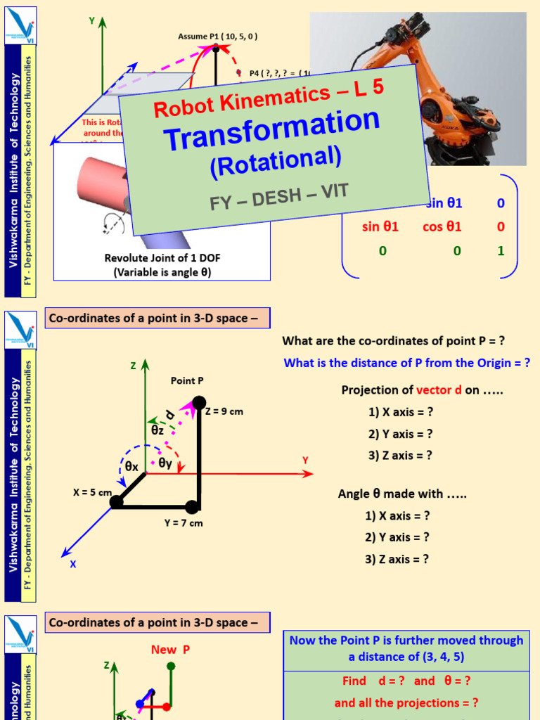 3D Point Rotation in Robotics | PDF | Coordinate System | Cartesian ...