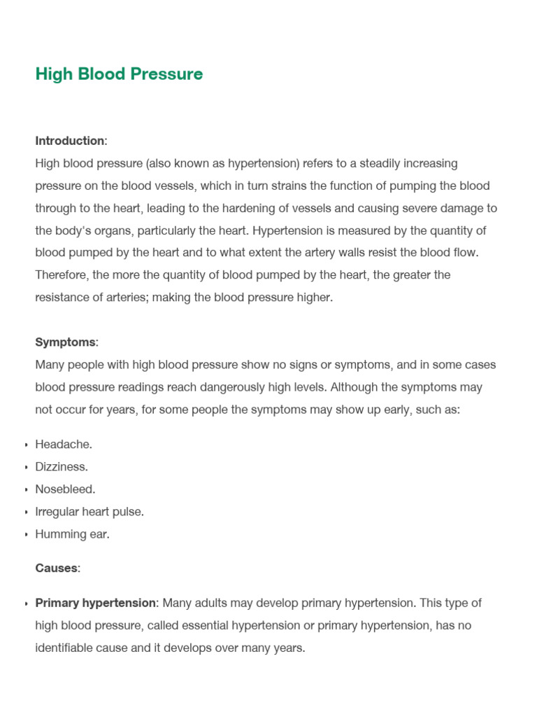 Hematology - High Blood Pressure | PDF | Hypertension | Blood Pressure