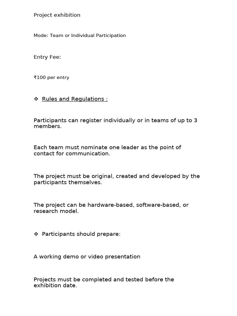 Project Exhibition Participation Guidelines | PDF