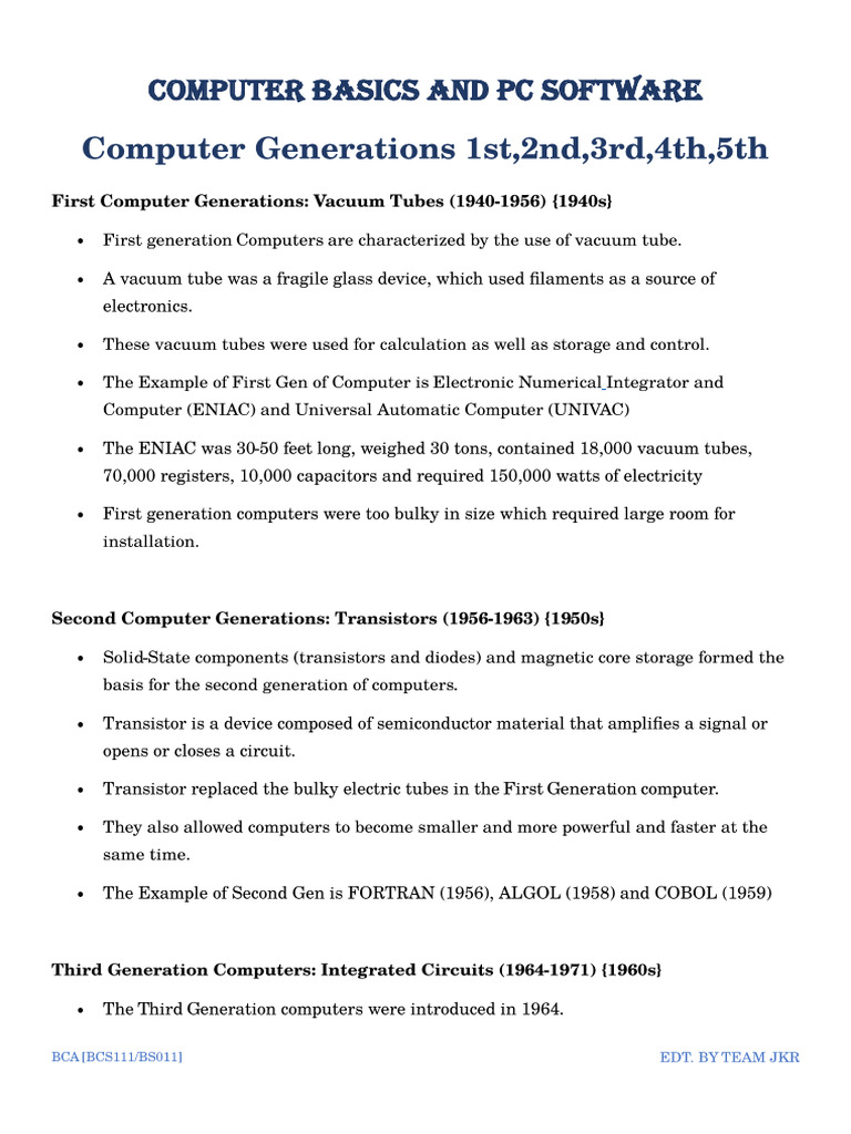 Computer Basics and PC Software - Block1 - Computers and Their Origins ...