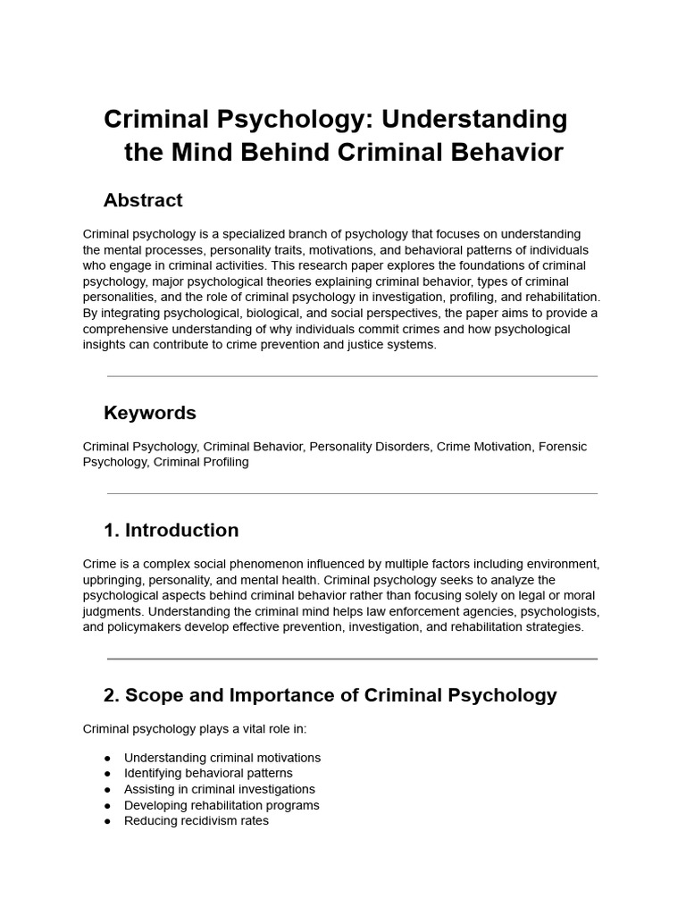 Insights into Criminal Psychology | PDF | Crimes | Crime & Violence