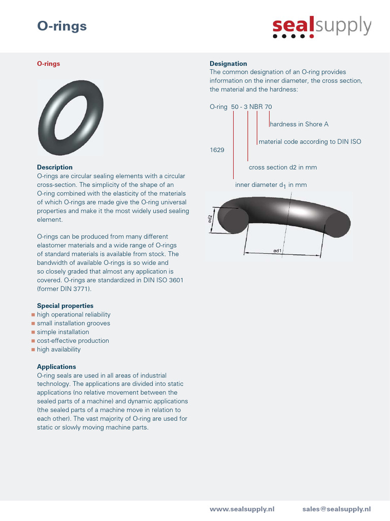 O-Rings: Types, Applications, and Tolerances | PDF | Chemical ...