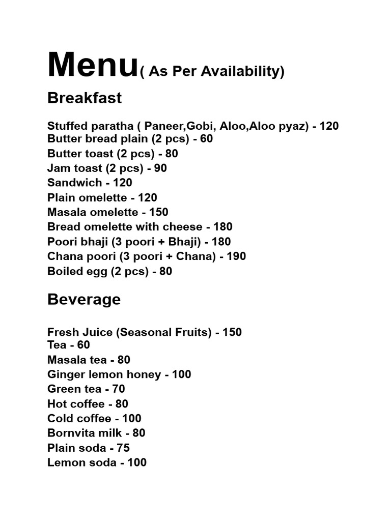 Menu ( Jannat Homestay).PDF | PDF
