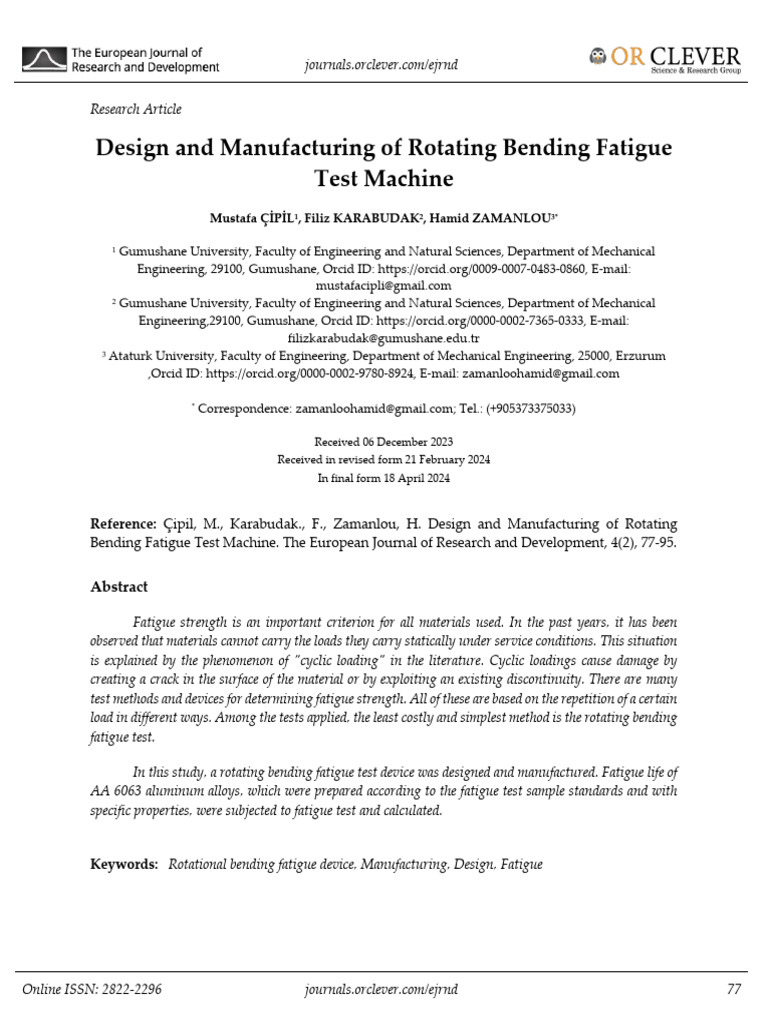 Rotating Bending Fatigue Test Machine Design | PDF | Fatigue (Material ...