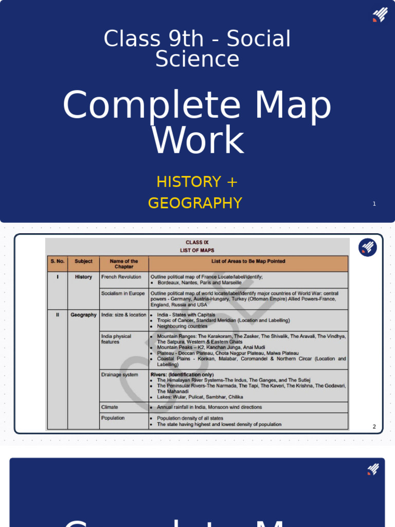 Class 9 Social Science Map Work Guide | PDF