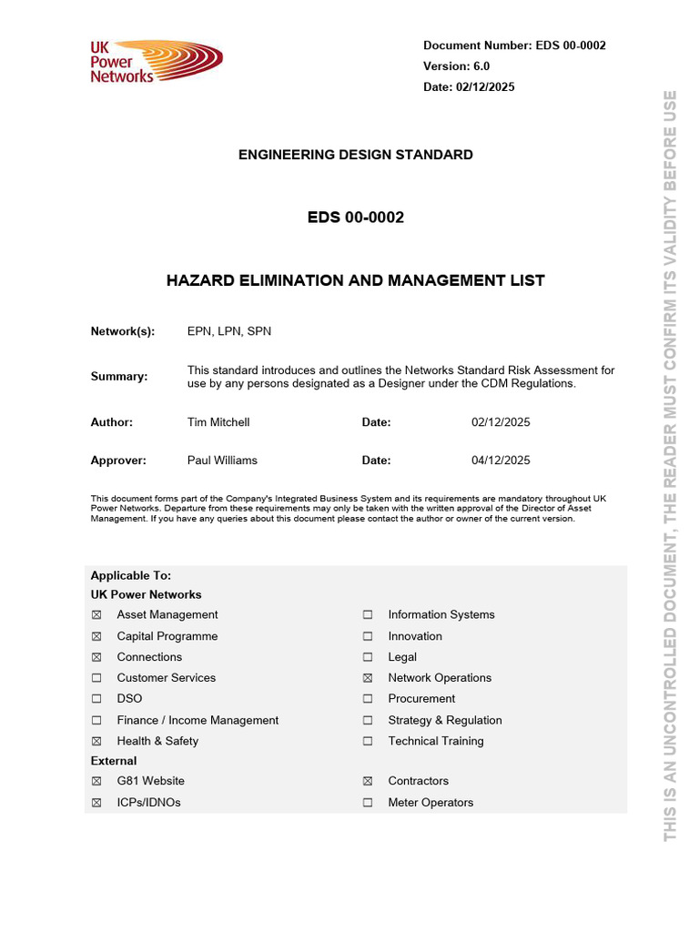 Hazard Elimination Management Standard | PDF | Risk | Risk Assessment
