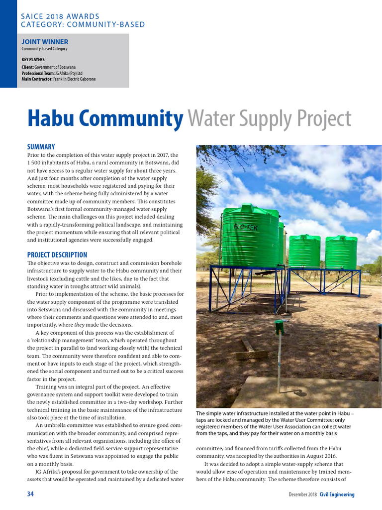 Habu Community Water Supply Project | PDF | Water Supply | Economies