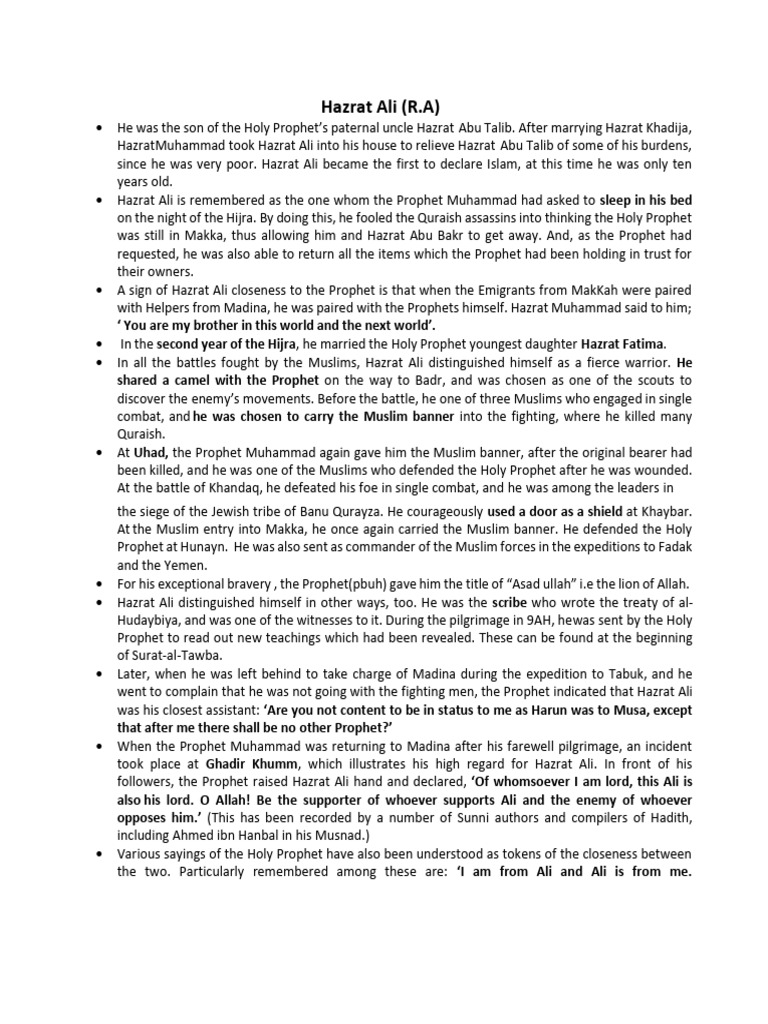 Hazrat ALI | PDF | Muhammad | Ali