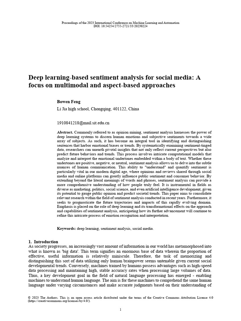 Deep Learning for Social Media Sentiment Analysis | PDF | Machine ...
