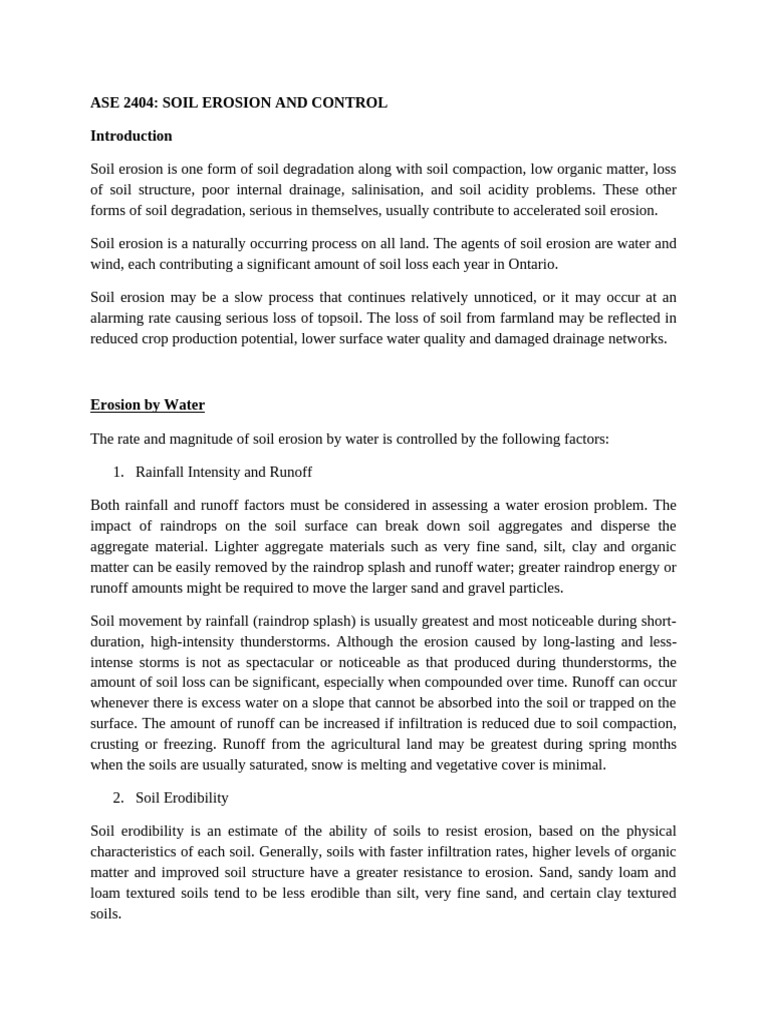 Soil Erosion: Causes and Control Methods | PDF | Erosion | Soil