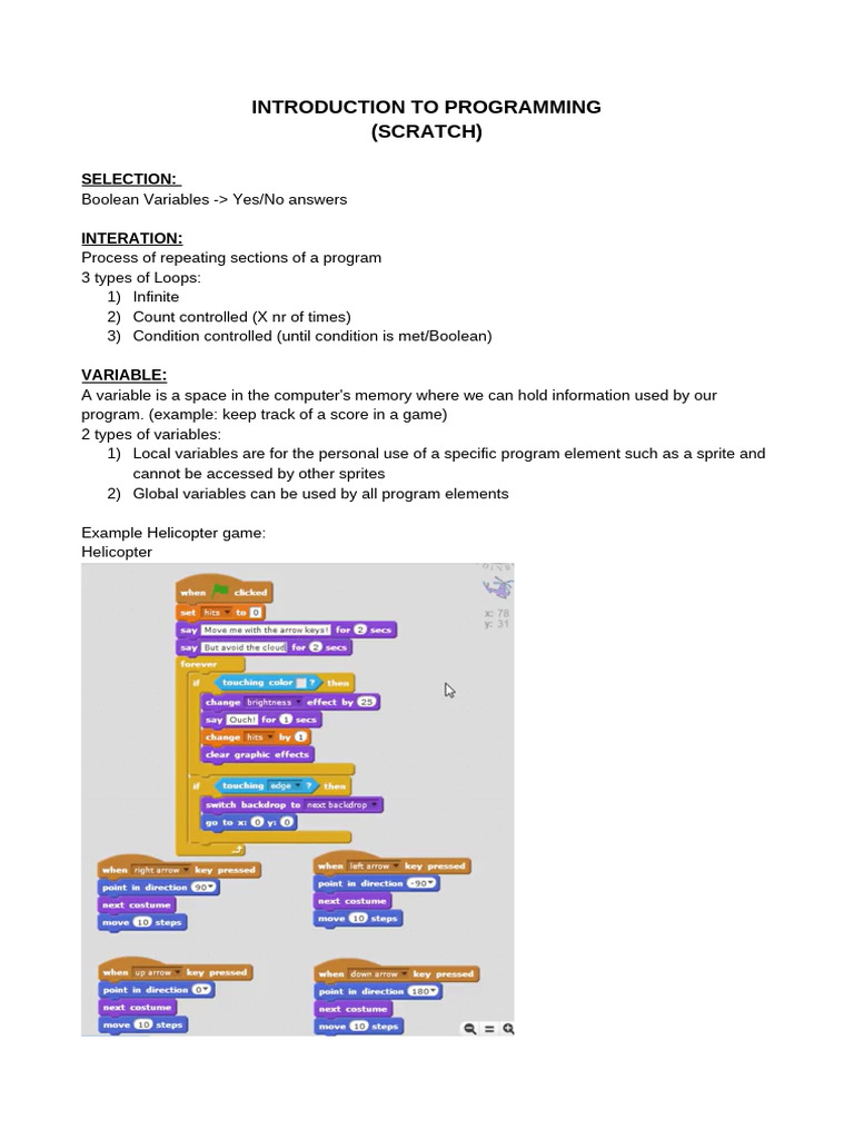 Introduction to Scratch Programming | PDF
