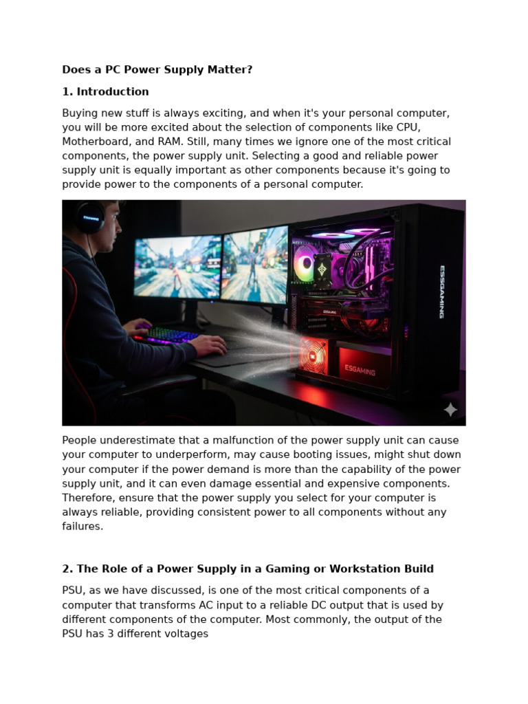 Importance of Choosing a PC Power Supply | PDF | Computer Engineering ...