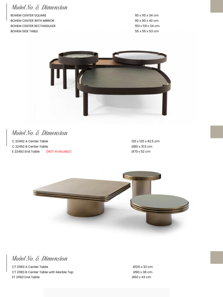 Center and Side Table Dimensions | PDF