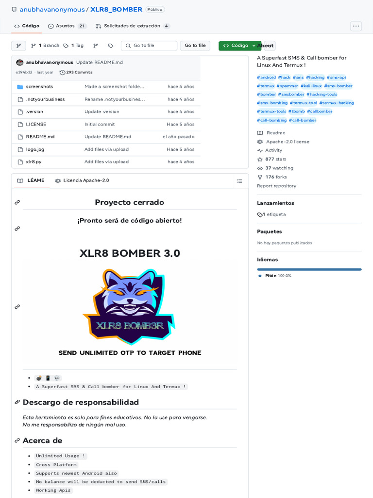 GitHub - Anubhavanonymous-XLR8 - BOMBER - ¡Un Bombardero de SMS y ...