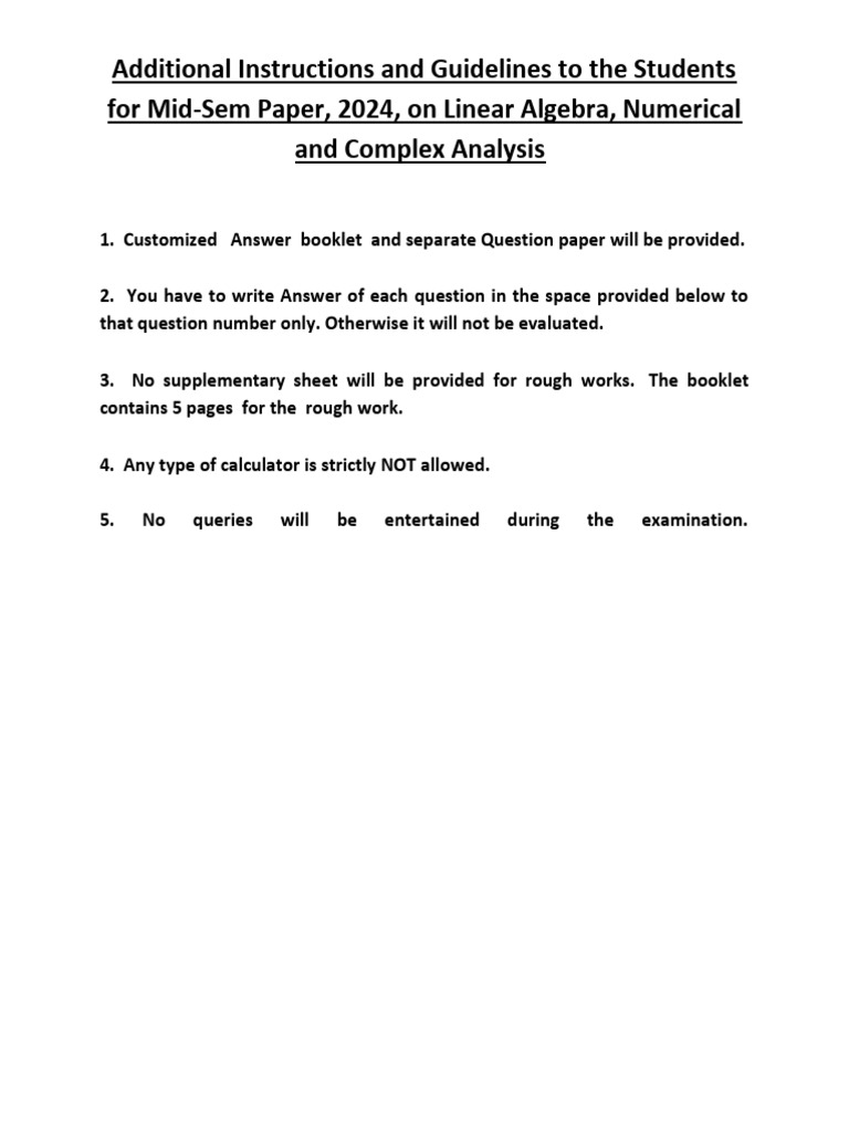 Mid-Sem Paper Guidelines 2024 | PDF