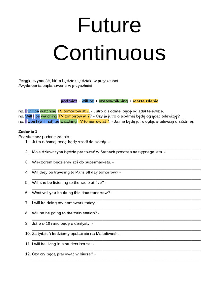 Future Continuous | PDF