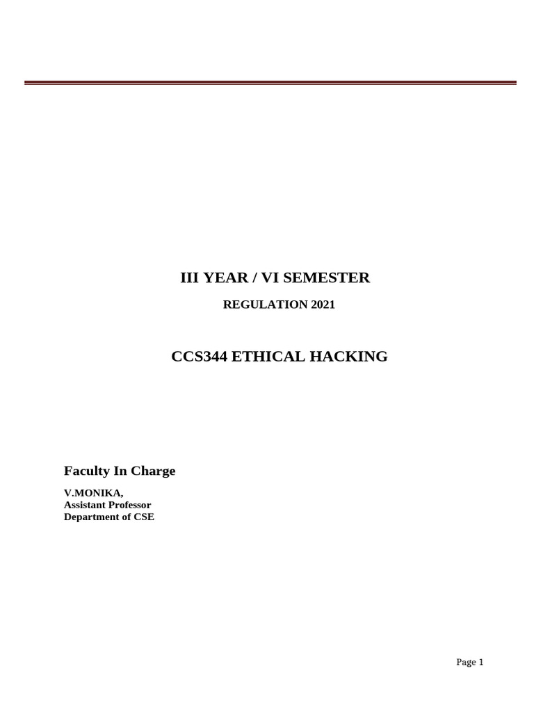 Ethical Hacking Course Overview | PDF | Security | Computer Security