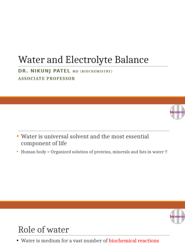 Water and Electrolyte Balance Overview | PDF | Angiotensin | Dehydration