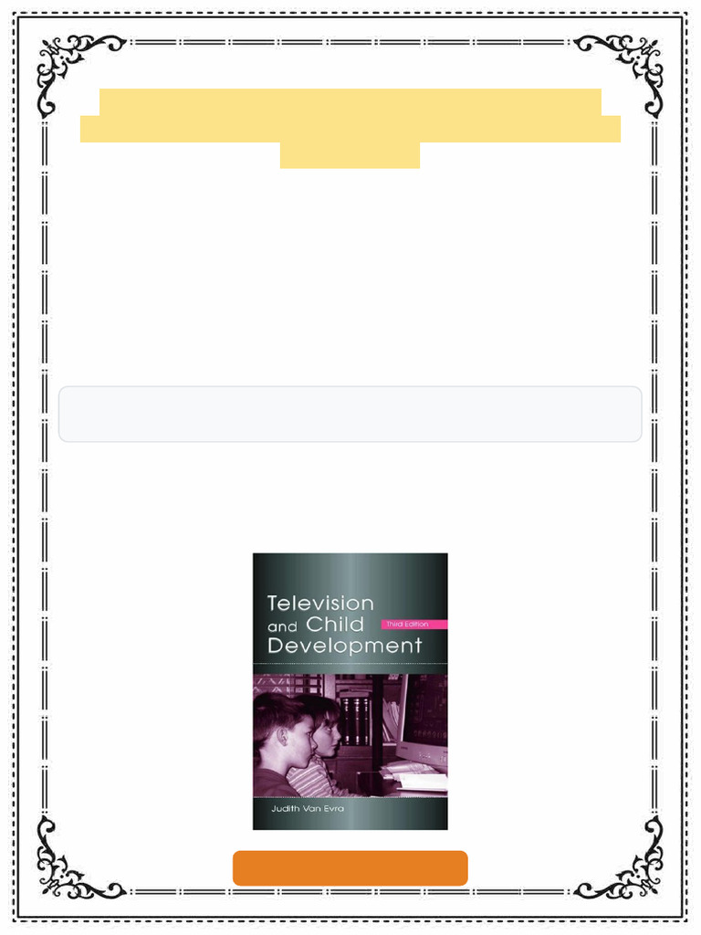 Television and Child Development 3rd Edition Judith Van Evra Ebook Easy ...
