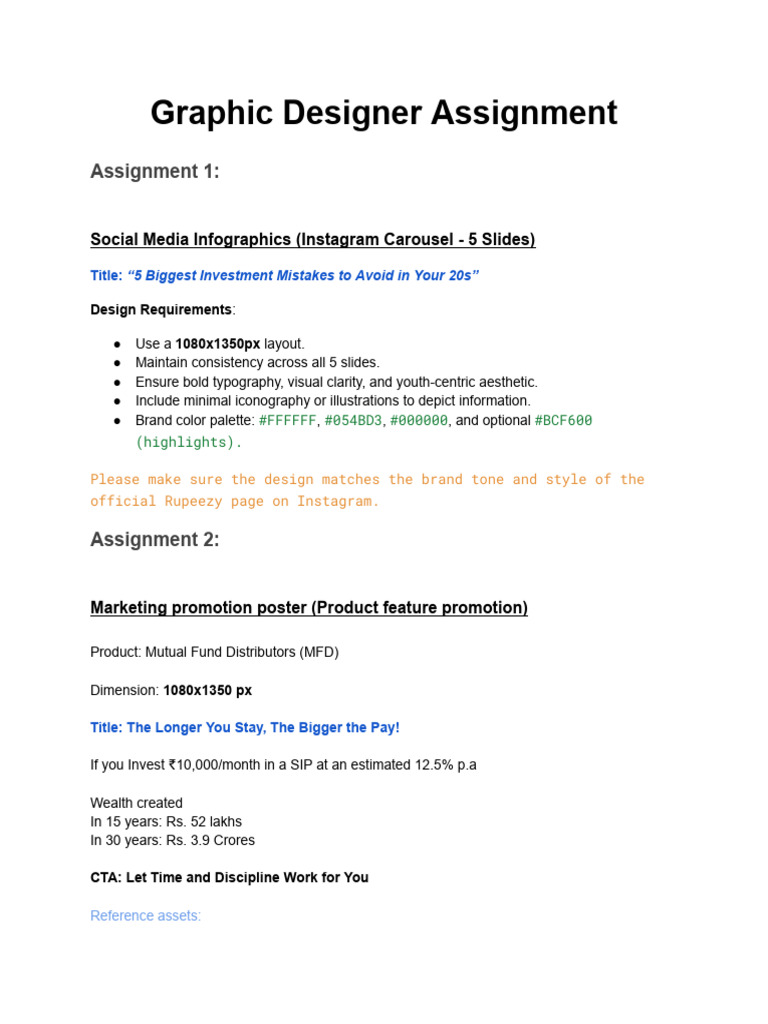 Graphic Designer Assignment | PDF