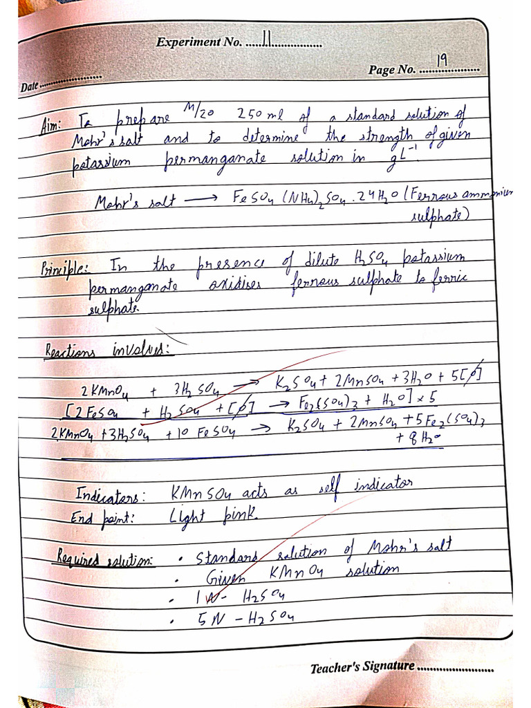 Chemistry Experiment Class 12 All Written | PDF