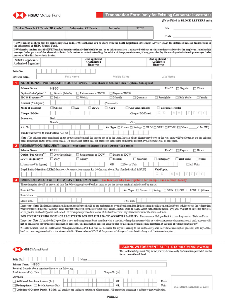 HSBC Transaction Form For Corp Editable | PDF | Banks | Cheque